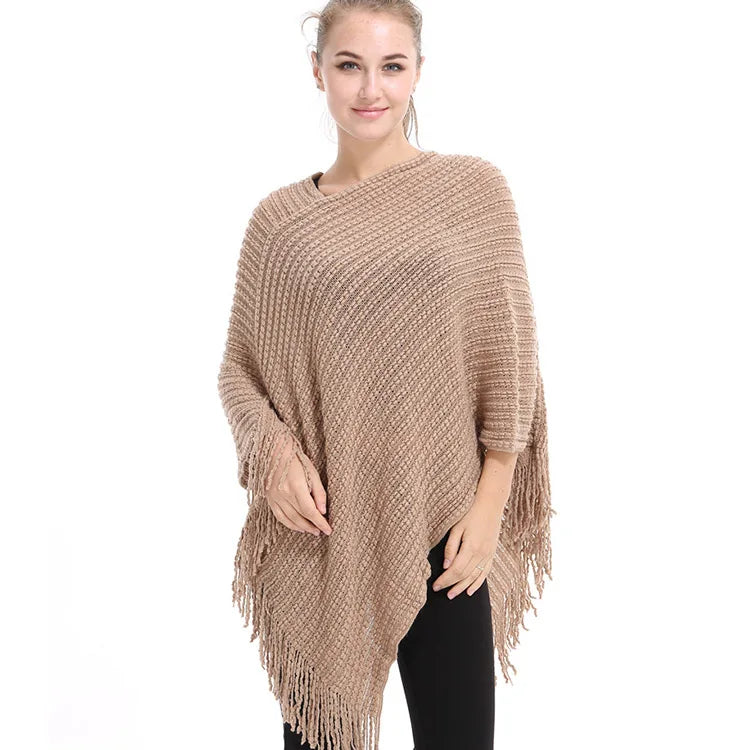 Poncho Sobrepor de La Feminino