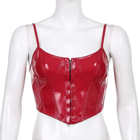 Espartilho de Couro Bustier Sexy Moda Slim