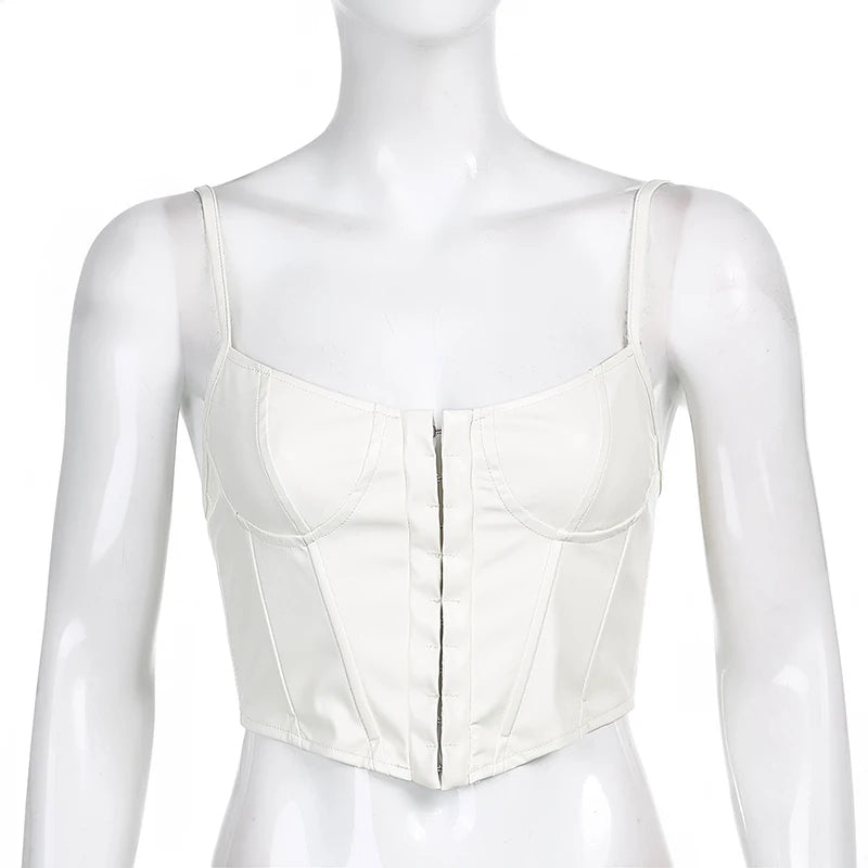 Espartilho de Couro Bustier Sexy Moda Slim