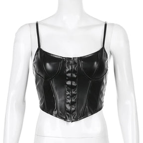 Espartilho de Couro Bustier Sexy Moda Slim