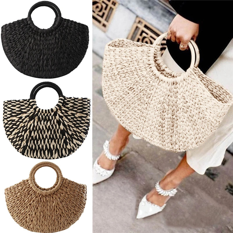 Bolsa de Palha Rattan - Feito a mão