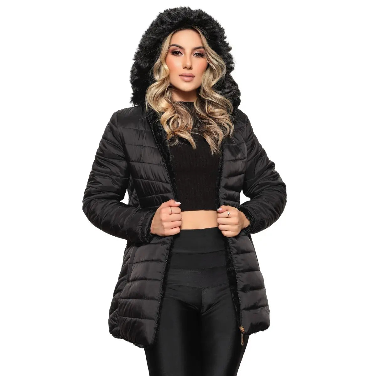 Jaqueta Puffer Feminina Dupla Face