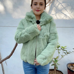 Casaco de Frio Rabbit Fur Coat Inverno