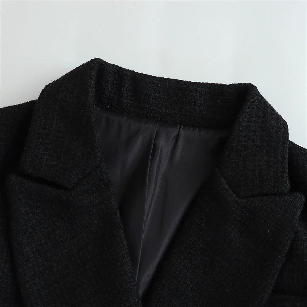 Blazer Feminino Preto Tweed Carol Sampaio