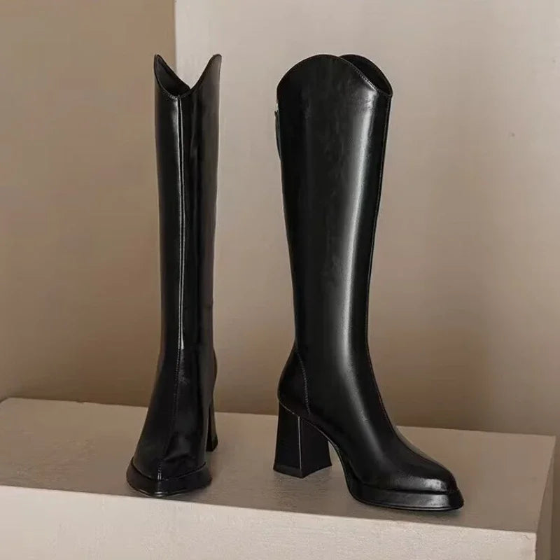 Botas Feminina de Couro Zaffira Cano longo