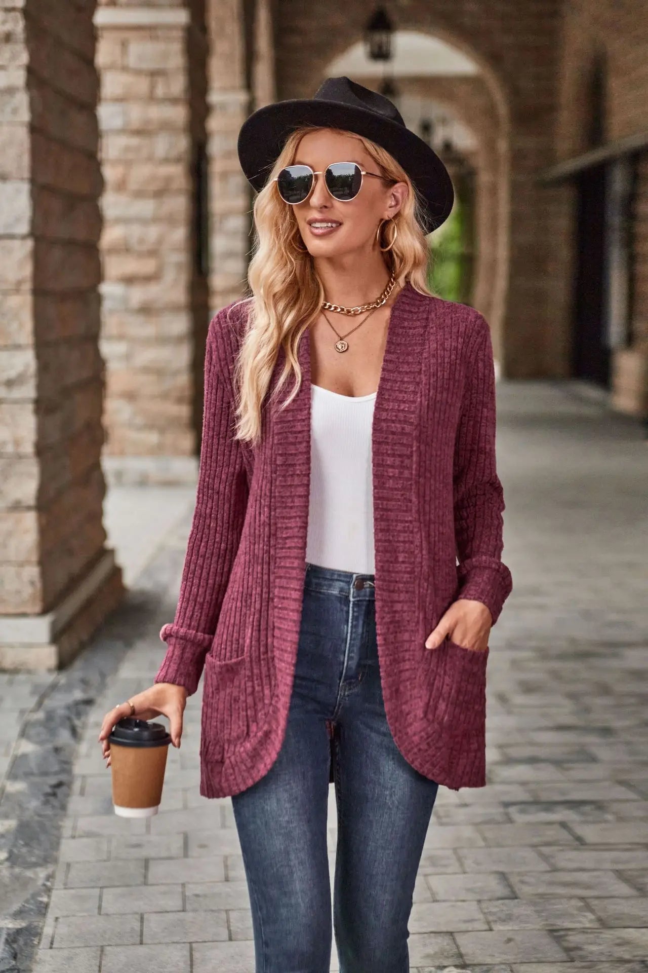 Casaco Cardigan Feminino em Tricô