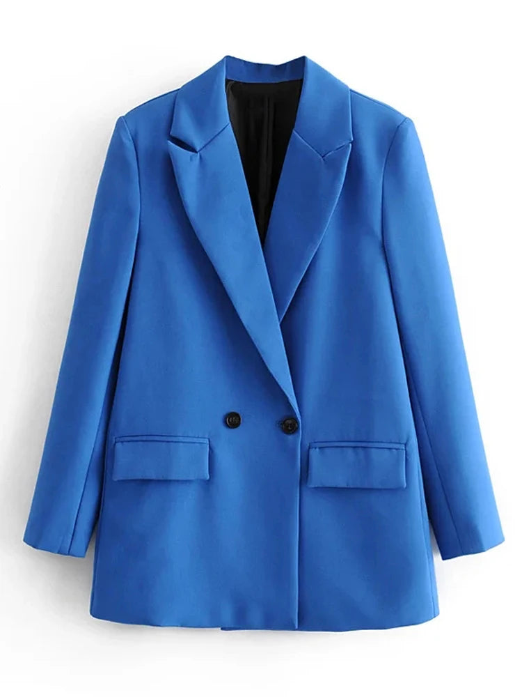 Blazer de afaiataria feminino azul 